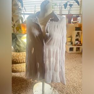 Light Gray Ethereal Belle and Bloom Button Up Top ruched ruffle bouncy unique